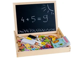 TABLICA DREWNIANA MAGNETYCZNO KREDOWA AKCESORIA - Tablice dla dzieci - miniaturka - grafika 1