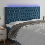 Inne meble do sypialni - vidaXL Zagłówek do łóżka z LED, ciemnoniebieski, 200x7x118/128 cm - miniaturka - grafika 1