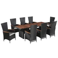Meble ogrodowe - vidaXL 9 częściowy zestaw mebli ogrodowych z poduszkami rattan PE czarny 47679 47679 - miniaturka - grafika 1