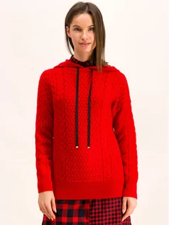 Swetry damskie - Hugo Sweter 50414237 Czerwony Regular Fit - grafika 1