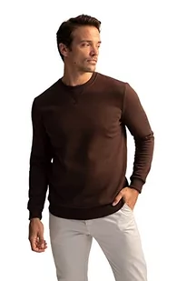 DeFacto Męski sweter z długim rękawem - okrągły dekolt bluza męska (brązowy, 3XL), brązowy, 3XL - Swetry męskie - miniaturka - grafika 1