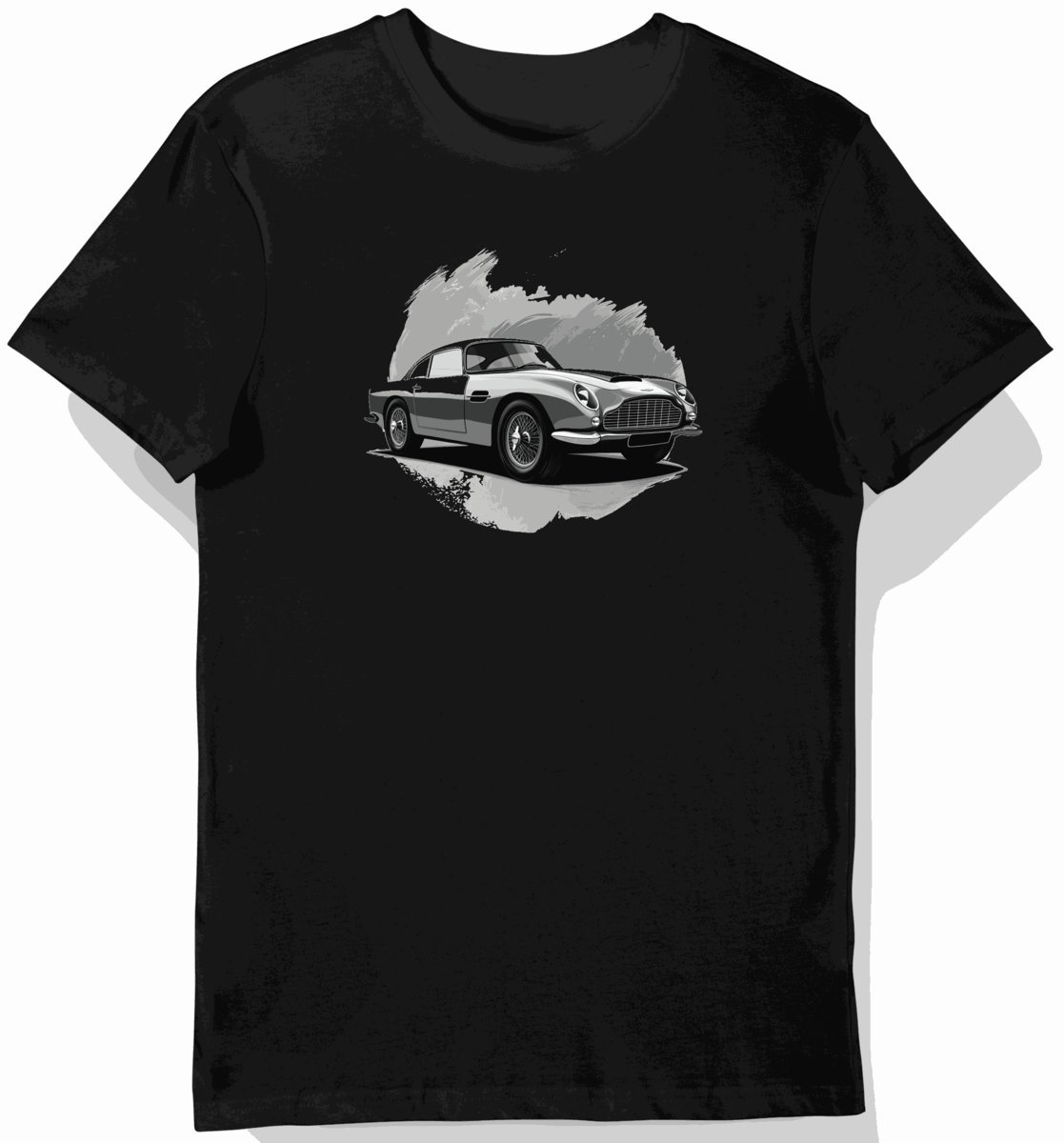 Koszulka męska czarna Klasyczny Aston Martin w Cieniu M