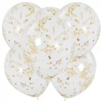 Konfetti Balon UQ 12"""" ze złotym transparentny, 6 szt. - Pozostałe akcesoria świąteczne - miniaturka - grafika 2