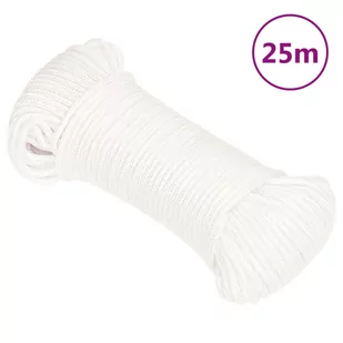 vidaXL Linka żeglarska, biała jednolita, 5 mm, 25 m, polipropylen - Żeglarstwo - miniaturka - grafika 1