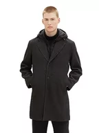 Płaszcze męskie - TOM TAILOR Denim Męski płaszcz wełniany 1037397, 32681-Black Grey Twill Structure, M, 32681 – struktura skośna Black Grey Twill, M - miniaturka - grafika 1