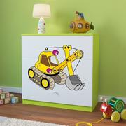 Komody dla dzieci - KocotKids Komoda do pokoju dziecięcego, babydreams, koparka, 81 cm, zielona - miniaturka - grafika 1