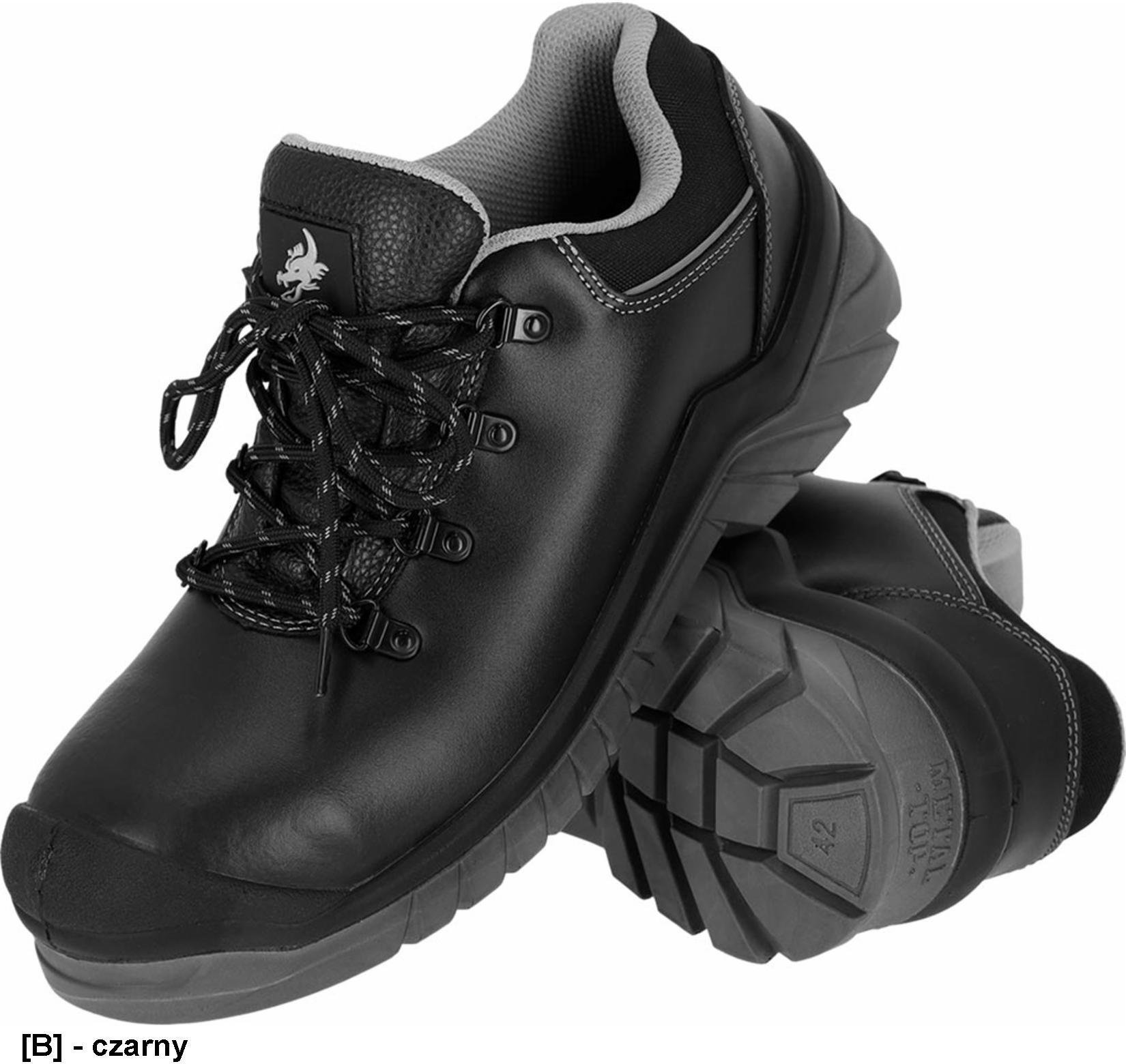 Męskie półbuty bezpieczne gładka skóra bawola kompozytowy podnosek wkładka podeszwa antypoślizgowa olejoodporna antyelektrostatyczna BCBOLD-P S1 PL SR FO 47