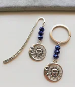 Zakładki do książek - ZAKŁADKA DO KSIĄŻKI + BRELOK SŁOŃCE KSIĘŻYC GRANAT - miniaturka - grafika 1