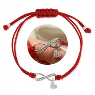 Bransoletki - Bransoletka czerwona sznurkowa nieskończoność na sznurku na szczęście 925 - miniaturka - grafika 1