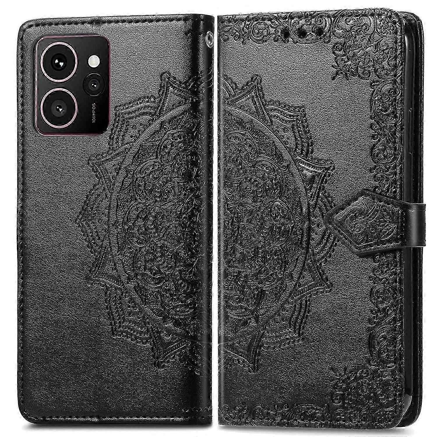 Do Hmd Skyline Portfel Etui Mandala Kwiat Skórzany Pokrowiec Na Telefon Stand View - Szary Czarny