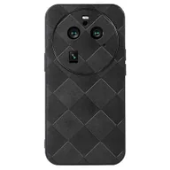 Etui i futerały do telefonów - Dla Oppo Find X6 Pro Anti-drop Etui na telefon Siatka Tekstura Powlekany skórą PC + TPU Pokrowiec - Wielobarwny Black - miniaturka - grafika 1
