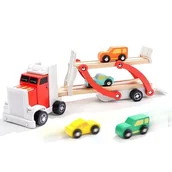 Samochody i pojazdy dla dzieci - Brimarex Laweta drewniana z samochodami 120327 - miniaturka - grafika 1