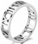 Pierścionki - Srebrny Pierścień Rzymskie Liczby Pierścionek Ring - miniaturka - grafika 1