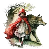 Pasmanteria - Naprasowanka Czerwony kapturek i wilk 2 - miniaturka - grafika 1