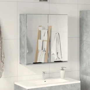 vidaXL Szafka łazienkowa z lustrem betonowa szara 64x20x66,5 cm materiał drewnopochodny - Szafki łazienkowe - miniaturka - grafika 1