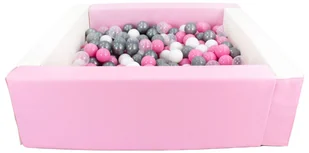 Kwadratowy suchy basen z ekoskóry z 300 piłeczkami (biały, różowy (pastel)/) - Suche baseny - miniaturka - grafika 1