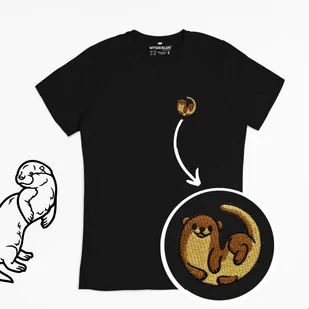 Haftowany T-shirt - WYDRA - czarny L - Koszulki męskie - miniaturka - grafika 1