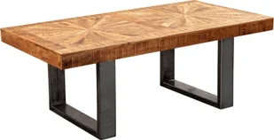 WOHNLING Nowoczesny stolik kawowy z litego drewna mango 105x40x55 cm Stolik w stylu industrialnym, stolik rozkładany z drewna i metalu, stolik do salonu w stylu rustykalnym - Ławy i stoliki kawowe - miniaturka - grafika 1