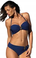 Stroje kąpielowe - DWUCZĘŚCIOWY STRÓJ KĄPIELOWY PLAŻOWY GRANATOWY USZTYWNIANY SEXY L - miniaturka - grafika 1