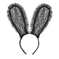 Dodatki do strojów karnawałowych - Opaska uszy króliczka królika koronka akcesoria - miniaturka - grafika 1