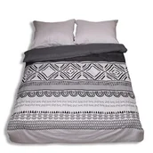 Pościel - Matex Pościel flanelowa 160x200 F-91 szara grafitowa ornamenty paski - miniaturka - grafika 1