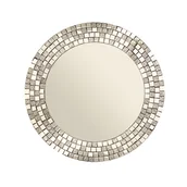 Lustra - Okrągłe srebrne lustro, srebrne lustro glamour, na ścianę, lustro mozaika - miniaturka - grafika 1