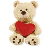 Maskotki i pluszaki - Miś z sercem pluszowy klasyczny Duży Misiek 50 cm Beżowy z sercem - miniaturka - grafika 1