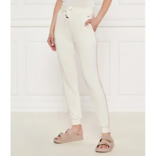 BOSS BLACK Spodnie dresowe Monogram_Pants Cuff Regular Fit z dodatkiem jedwabiu - Piżamy damskie - miniaturka - grafika 1