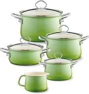 Zestawy garnków i patelni - RIESS EMAILLE 5cz. Smaragd - zestaw garnków bez niklu - miniaturka - grafika 1