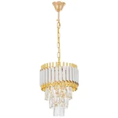 Lampy sufitowe - KLASYCZNY ŻYRANDOL KRYSZTAŁOWY BIAŁO-ZŁOTY MAZINI D25 - miniaturka - grafika 1