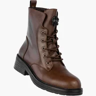 Botki damskie - Trzewiki Damskie Skórzane Buty Zimowe Ocieplane Eleganckie Brązowe M.Daszyński SFY2509-1 Brązowy 38 - miniaturka - grafika 1