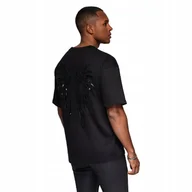 Koszulki męskie - Męska bawełniana koszulka z cekinowym motywem czarna V1 OM-TSCT-0289 r. M - miniaturka - grafika 1