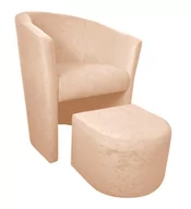 Fotele - ATOS Fotel Club z podnóżkiem Mikrofaza 1 Jasny beż - miniaturka - grafika 1