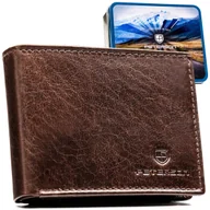 Portfele - Portfel skórzany męski elegancki klasyczny Peterson ze skóry naturalnej prezent brązowy - miniaturka - grafika 1