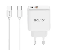 Ładowarki do telefonów - Savio LA-10 30W + kabel USB-C Biały - miniaturka - grafika 1