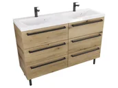 Szafki łazienkowe - Szafka Stojąca Z Umywalką ATHD 120 cm DUO - Dąb Evoke Coast Mat - Uchwyty Czarne Matowe - miniaturka - grafika 1