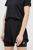 Spodenki damskie - Fila szorty treningowe Revin kolor czarny gładkie high waist - miniaturka - grafika 1