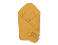 Rożki i beciki - Dwustronny rożek dla niemowląt miękki bawełniany z wiązaniem - musztardowy - miniaturka - grafika 1