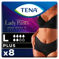 Bielizna lecznicza - Tena Lady Pants Noir, majtki chłonne, rozmiar L, 95-130 cm, Plus, 8 sztuk - miniaturka - grafika 1
