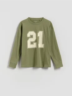 Reserved - Bawełniany longsleeve - oliwkowy - Bluzki dla chłopców - miniaturka - grafika 1