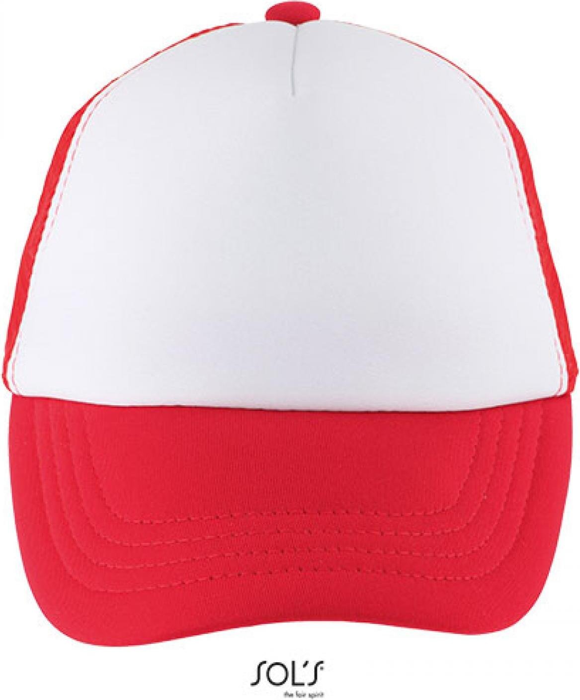 SOLs 03091 Czapka dziecięca Bubble Kids Cap, 5-panelowa - Kolor: Biały/czerwony - Rozmiar: Jeden rozmiar