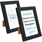 Ramki na zdjęcia - Creative Home, zestaw 2 drewniane ramki na zdjęcia, 10x15 cm, czarne - miniaturka - grafika 1