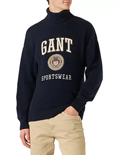 Swetry męskie - GANT sweter męski, niebieski (Evening Blue), XL - grafika 1