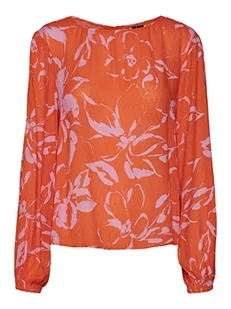 VERO MODA Women's VMPOLLIANA LS WVN Top, Scarlet Ibis/AOP: Polliana, M, Scarlet Ibis/Aop: polliana, M - Koszulki i topy damskie - miniaturka - grafika 1