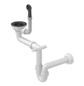 Akcesoria do armatury i ceramiki - Quadron Unique Syfon pionowy do zlewozmywaka granitowego 1 lub 1 komora z ociekaczem 3,5" cala, POWER COLOR PURE CARBON, SAVE SPACE - miniaturka - grafika 1