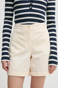 Tommy Hilfiger szorty damskie kolor beżowy gładkie high waist WW0WW42457 - Spodnie sportowe damskie - miniaturka - grafika 1