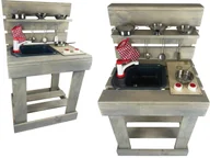 Place zabaw - Drewniana KUCHNIA Błotna OGRODOWA dla DZIECI Plenerowa + Akcesoria Garnki - miniaturka - grafika 1