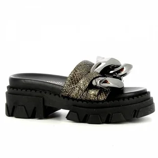 Czarne klapki skórzane na grubej podeszwie CARINII - Carinii - Klapki i japonki damskie - miniaturka - grafika 1