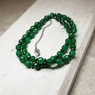 Naszyjniki - Korale jadeit zielony kors14 - miniaturka - grafika 1