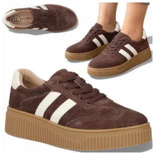 Sneakersy Damskie SKÓRZANE FILIPPO Wygodne Półbuty Brązowe na Platformie 40 - Półbuty damskie Sneakersy Damskie SKÓRZANE FILIPPO Wygodne Półbuty Brązowe na Platformie 40 - Półbuty damskie - miniaturka - grafika 1